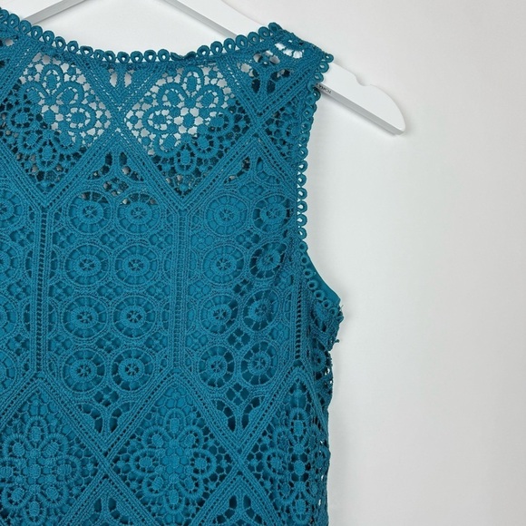 Simply Styled Womens Teal Blue Crochet Lace  Sleeveless Top Size XS - Picture 8 of 13
